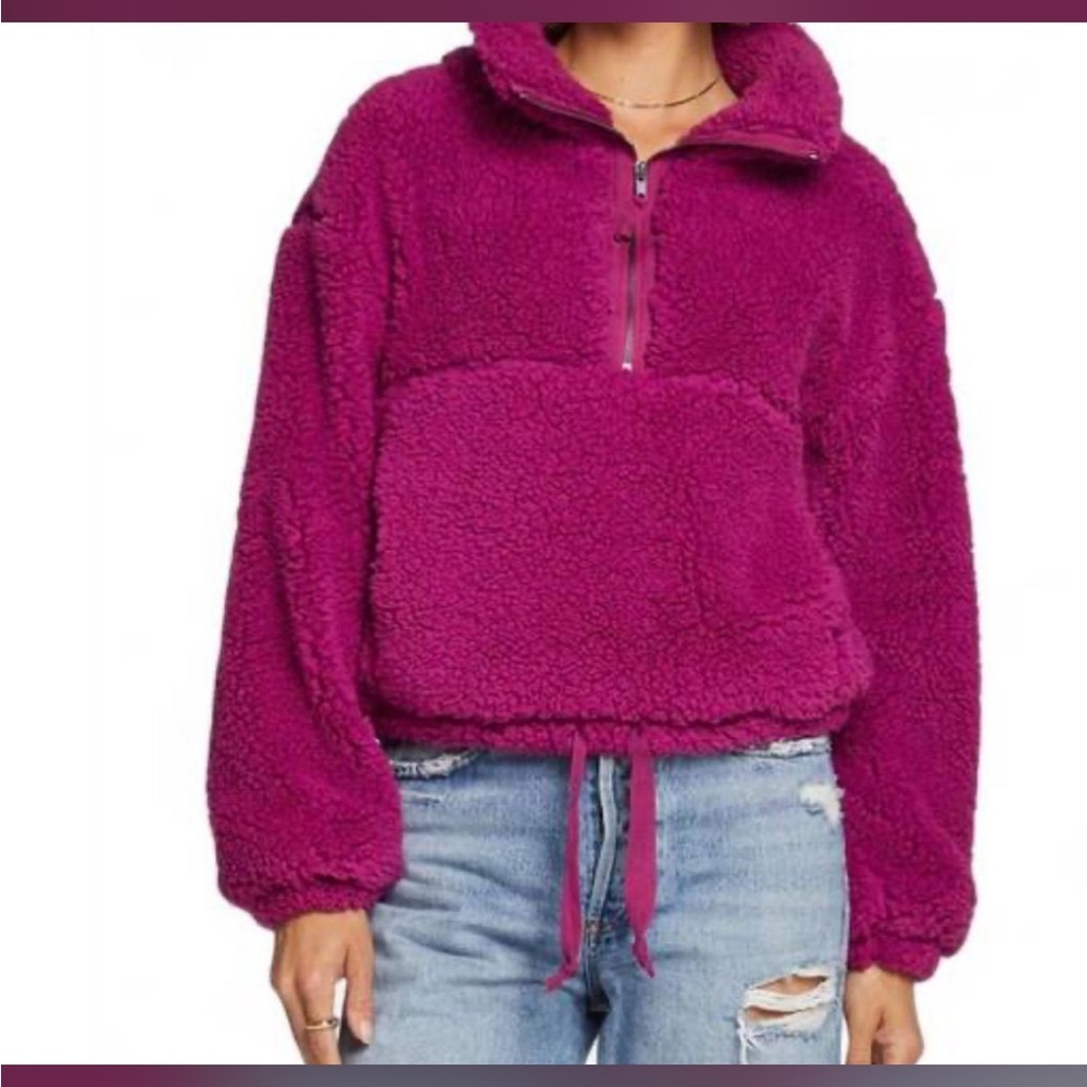 NEW SALTWATER LUXE Everest Pullover Berry Purple Sherpa Size Medium